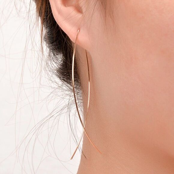 Gold Fish Silhouette Wire Drop Earring - Picture 2 of 13